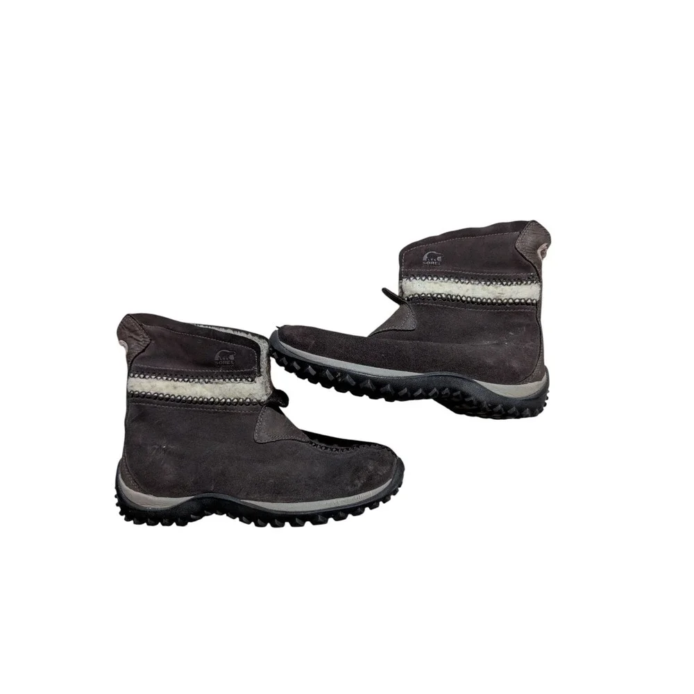 Sorel Nicolet Slip on Winter‎ Boots Womens Size 7 Stout Brown Leather Insulated